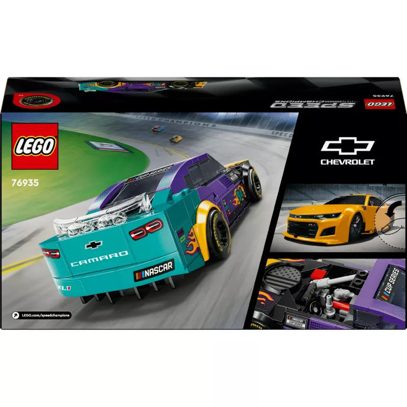 Juguete de construcción LEGO Speed Champions 76935 NASCAR Next Gen Chevrolet Camaro ZL1, 328 piezas, 1 minifigura, edad 9+