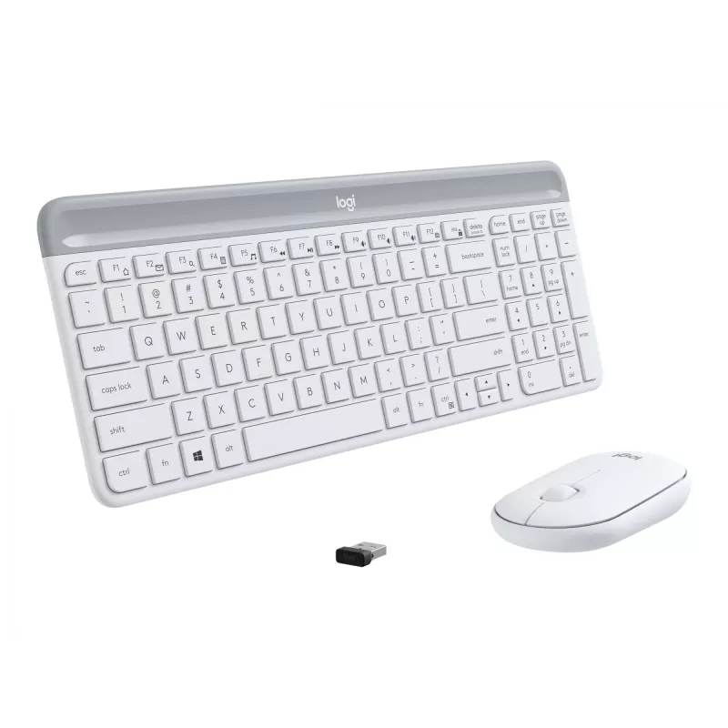 Logitech Slim Wireless Combo MK470 - Conjunto de teclado y ratón - Inalámbrico - 2,4 GHz - Español - Off-White (920-009199)