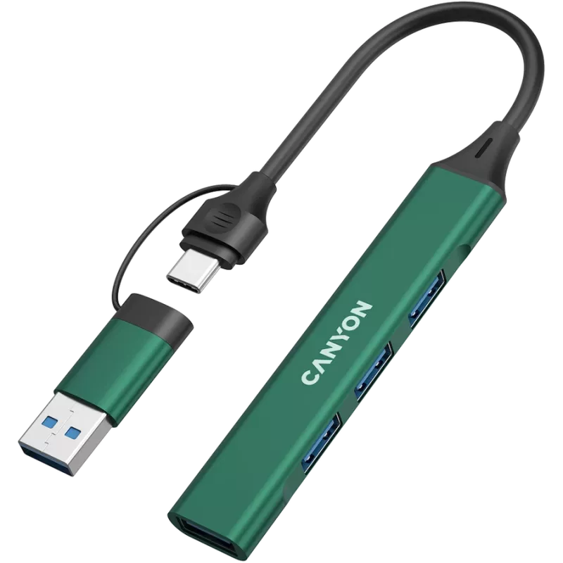 Hub CANYON DS-02 4 en 1 USB-A/C verde