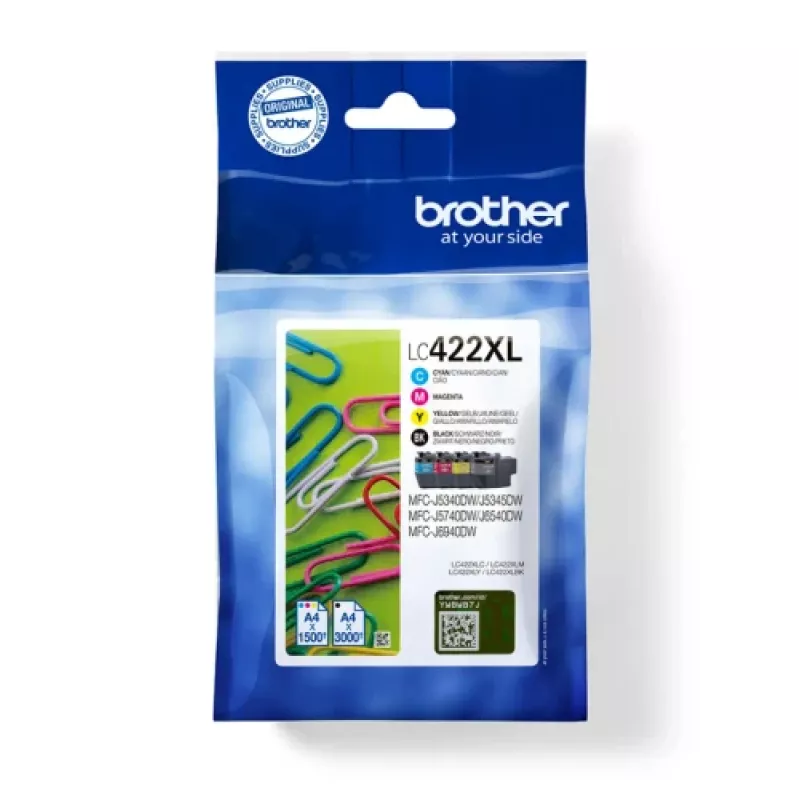 Brother LC422XLVALDR Cartucho de tinta 4 uds. Original Alto (XL) rendimiento Negro, Cian, Magenta, Amarillo