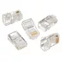 Conector modular 8P8C para cables LAN fijos CAT5, UTP, 10 uds. por bolsa | Conector modular 8P8C RJ45, baño de oro 30µ”, contactos internos de 3 puntas para cables LAN fijos