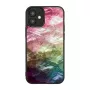 Funda protectora iKins para Apple iPhone 12 mini – diseño de flores acuáticas, negro