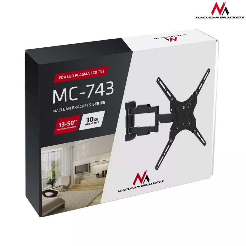 Maclean Mc-743 - Soporte VESA para monitor/TV, 13-50 negro, 30 kg