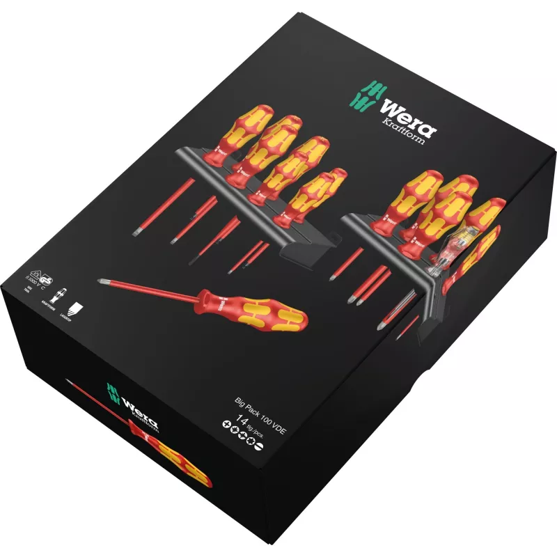 Wera Kraftform Big Pack 100 VDE - juego de destornilladores - 14 piezas - aislado (05105631001)