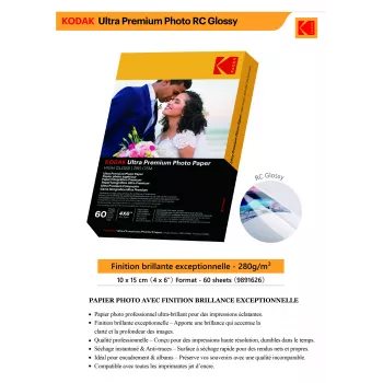 Kodak Ultra Premium papel fotográfico 280g brillo 10 x 15 cm 60 hojas