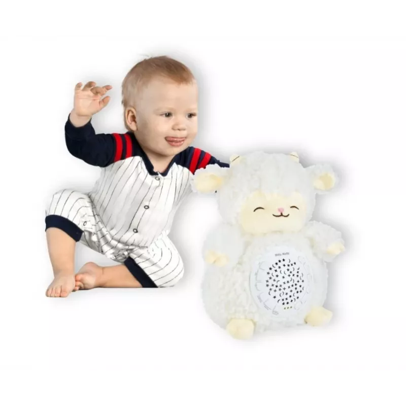 Peluche proyector milly mally oveja proyector peluche modelo 5664 para niños pequeños — luz nocturna suave