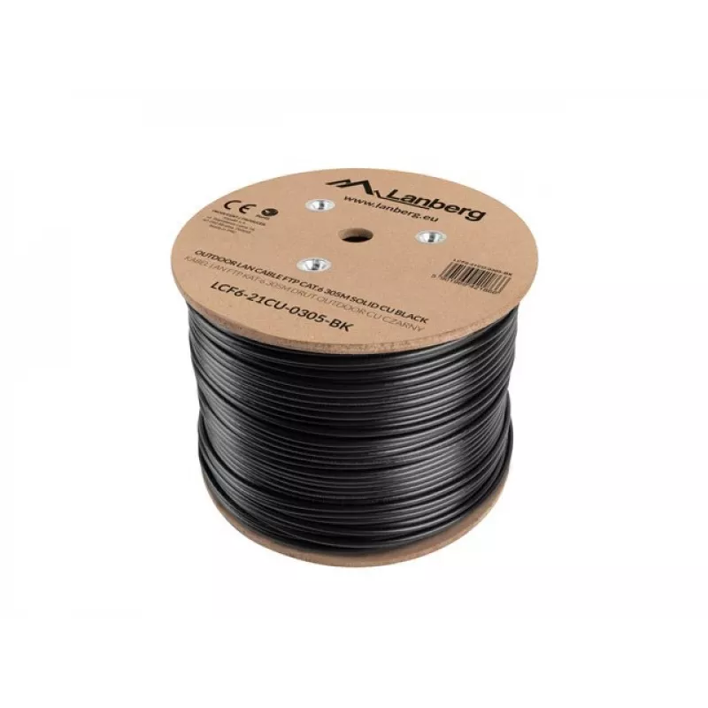 Cable de red Lanberg LCF6-21CU-0305-BK negro 305 m Cat6 F/UTP (FTP) para exterior