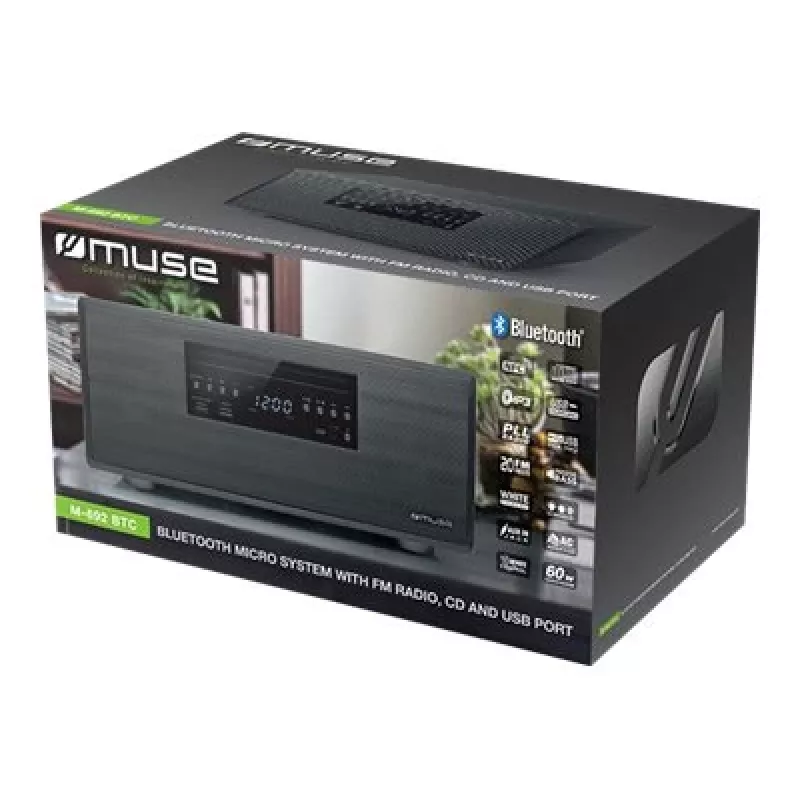 Muse | Microcadena Bluetooth | M-692 BTC | Sí | 2 x 30 W | Bluetooth | Negro | Funciones NFC | Conexión inalámbrica