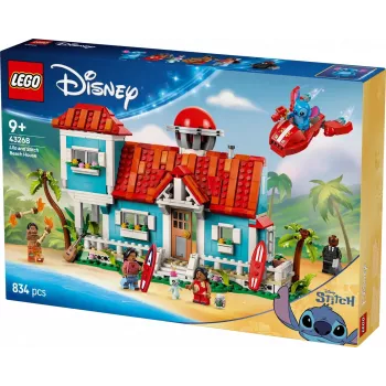 LEGO Disney Set 43268 Casa de la playa – casa modular para construir, 834 piezas, 5 minifiguras, edad 9+
