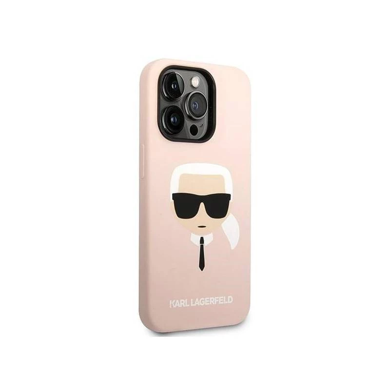 Karl Lagerfeld KLHMP14XSLKHLP iPhone 14 Pro Max 6.7 funda rígida rosa claro / silicona rosa claro Karl inches Head Magsafe