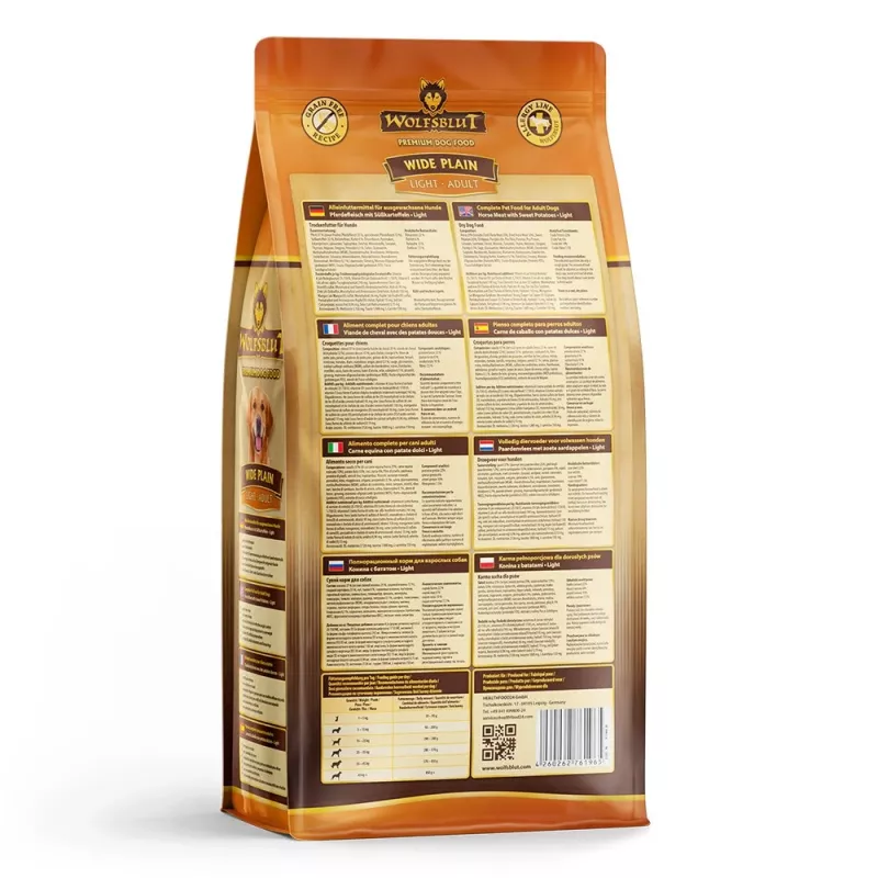 WOLFSBLUT Wide Plain Light Horse con batata - comida para perros - 2 kg