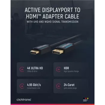 Cable adaptador Clicktronic Casual DisplayPort/HDMI™, 10 m - cable ultraalta velocidad - DisplayPort / HDMI™ - 4K@60Hz (44927)
