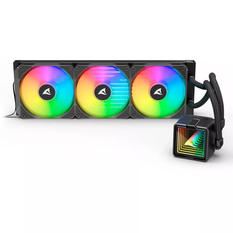 Refrigeración líquida todo en uno para CPU Sharkoon S100 ARGB – radiador de 360 mm, negro