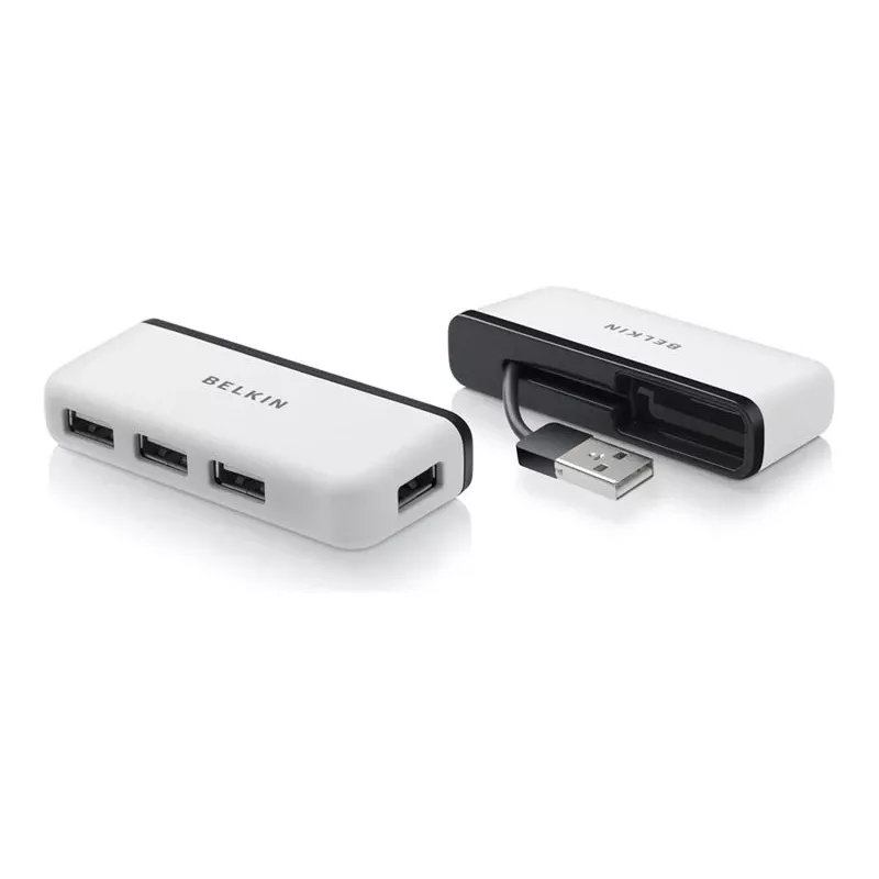 Hub de viaje Belkin USB 2.0 de 4 puertos, plateado, F4U021bt