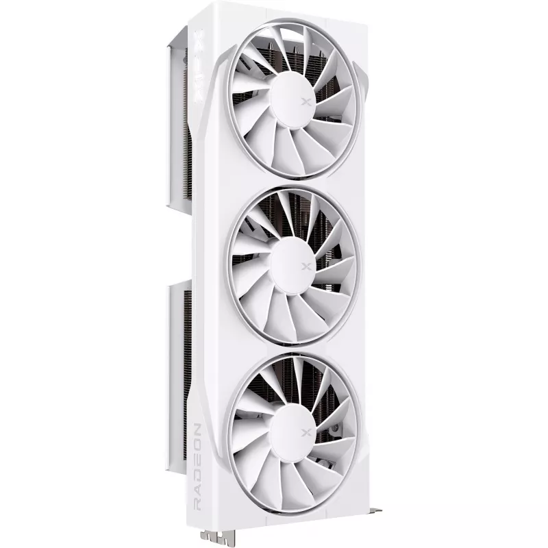 Tarjeta gráfica XFX Radeon RX 9070 XT — 16 GB GDDR6, 256-bit, PCIe x16, 2400 MHz, 3 ventiladores blanco, 325×65 mm