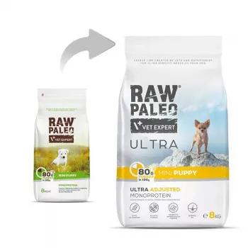 RAW PALEO Ultra Mini Puppy Turkey - comida seca para cachorros - 8 kg