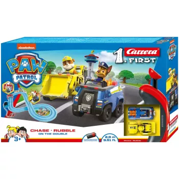 Coche de carreras y pista CARRERA 20063035 – PAW Patrol 'On the Double', multicolor, para niños a partir de 3 años