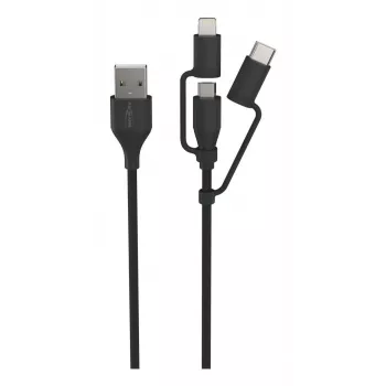 Cable Ansmann USB a 3en1 120cm negro Micro-USB B