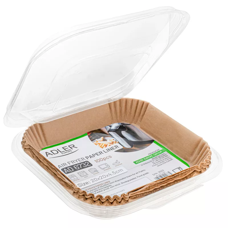 Bases de papel Adler AD 6732, 20 cm, 100 uds. — bases desechables para hornear y asar
