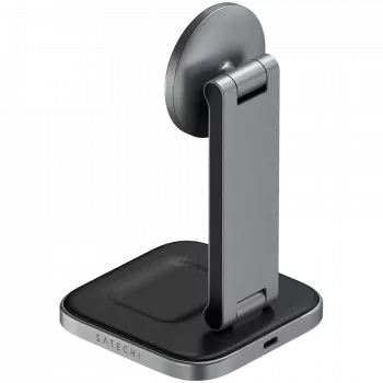SATECHI estación de carga inalámbrica Qi2 plegable 3 en 1 (gris espacial) con conectores Type A, C, G