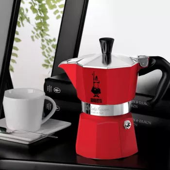 Cafetera moka manual BIALETTI 4941 Rojo — cafetera turca de aluminio para fogones, 0,05 L