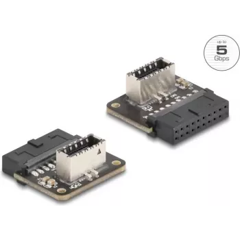 Delock 67239 adaptador USB 5 Gbps, conector pin header a conector interno Type-E Key A, acodado