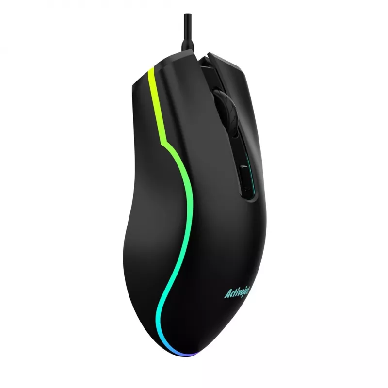 Ratón gaming con cable calefactado ActiveJet AMY-W390 — ambidiestro, óptico 2000 DPI, USB Type-A, 4 botones, negro