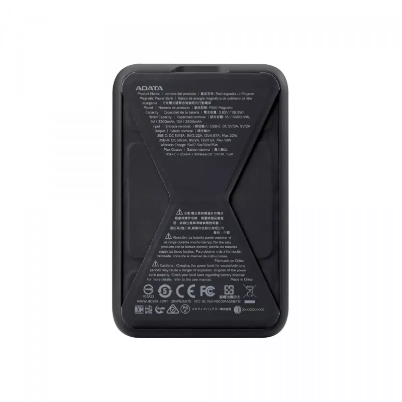 Batería externa ADATA PR100-12BK polímero de litio (LiPo) 10000 mAh carga inalámbrica negro