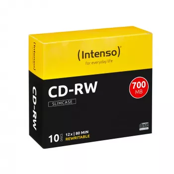 CD-RW regrabable INTENSO 700 MB / 80 min, 12x, pack de 10, 120 mm (Slimcase)