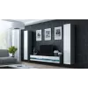 Soporte TV Cama Meble VIGO NEW 30/140/40 — 1400×400×300 mm, parte superior gris, tablero de partículas, marco gris, frentes blanco brillante