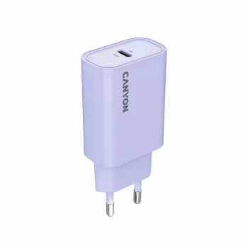 Cargador de pared CANYON OnCharge 30CL, 30W USB-C PD, 1 salida PD, enchufe EU, lila