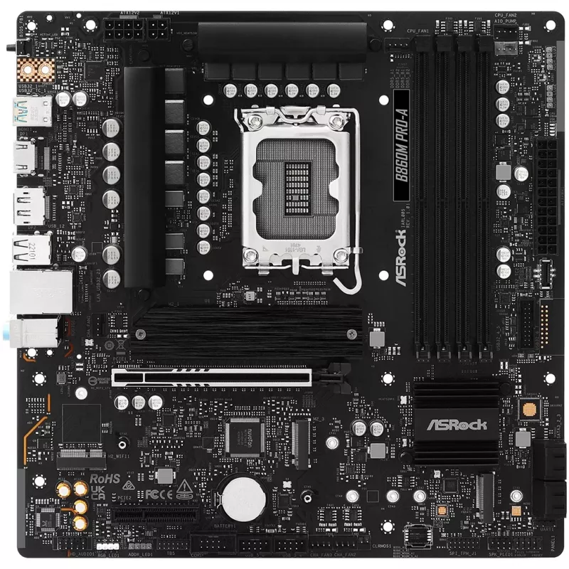 Placa base ASRock B860M Pro-A micro ATX — Intel B860, LGA 1851, DDR5, 4 DIMM, hasta 256 GB, 2.5Gb Ethernet