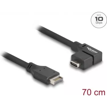 Cable USB DeLOCK 10 Gbit/s Type-E Key A de 20 contactos conector macho a conector hembra USB Type-C en ángulo 70 cm