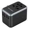 Vention adaptador de viaje y cargador GaN de 65 W, 2x USB-A 2x USB-C, negro