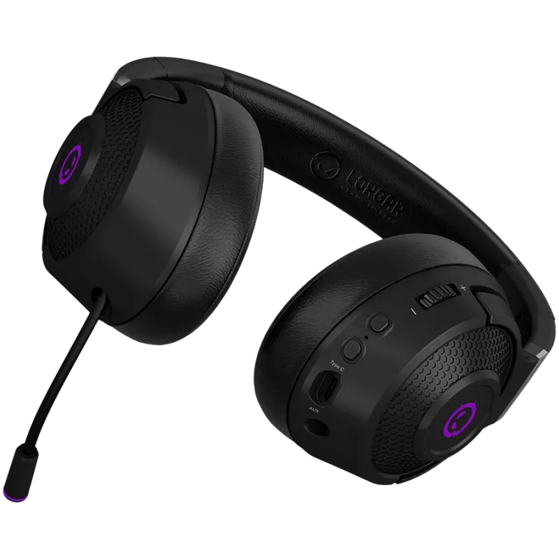 Lorgar Noah 702 (LRG-GHS702) auriculares gaming inalámbricos, Bluetooth 5.3, receptor USB, AUX de 3,5 mm, drivers de 40 mm, 1000 mAh, RGB, negros
