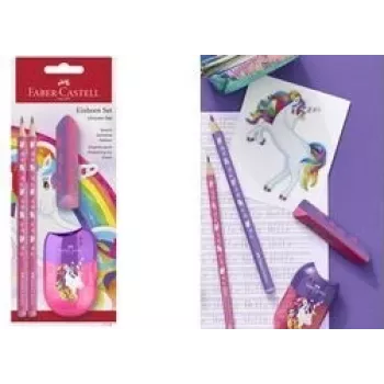 Set de escritura Faber-Castell Unicorn Pink — modelo 111518, varios bolígrafos y accesorios