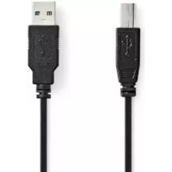 Nedis Cable USB | USB 2.0 | Conector macho USB-A | Conector macho USB-B - 10 W | 480 Mbit/s | niquelado | 1,00 m | Redondo | PVC | Negro | Etiqueta