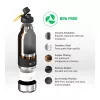 Asobu - Dog Bowl Buddy - Botella de acero inoxidable con 2 comederos negra