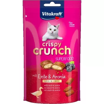 Snacks para gatos Vitakraft Crispy Crunch pato con aronia 60 g - snack crujiente para gatos adultos