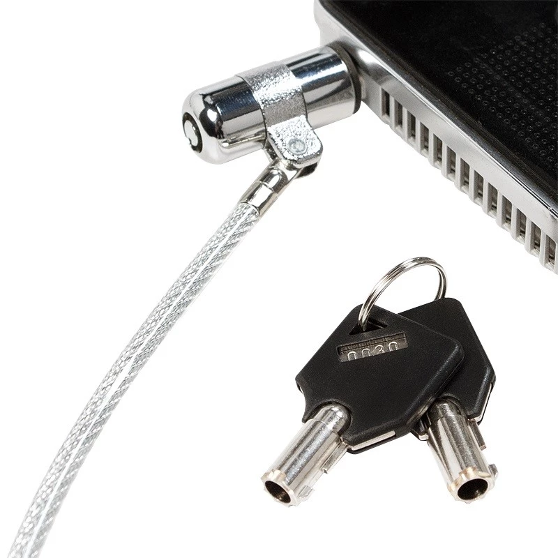 Cable de seguridad LogiLink NBS009 para portátil con llave, 1,8 m, T-bar, 1,5 cm, 2 llaves, slim, plateado