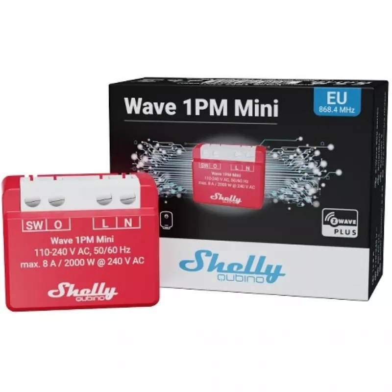 Shelly Qubino Wave 1PM Mini Z-Wave actuador de medición y conmutación rojo