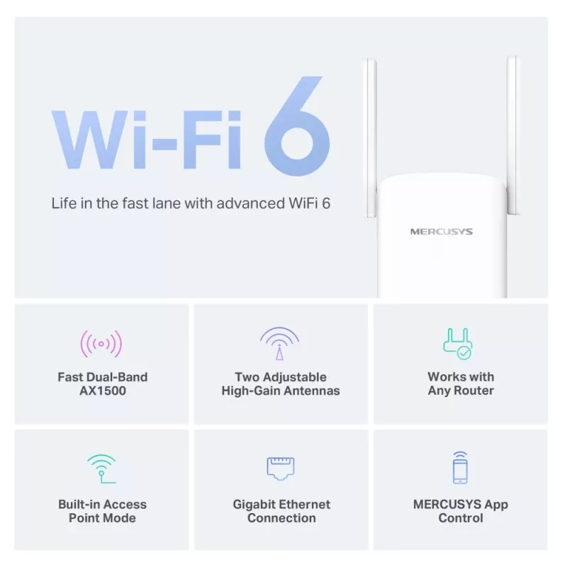 Repetidor Mercusys Wi-Fi 6 AX1500 dual band ME60X