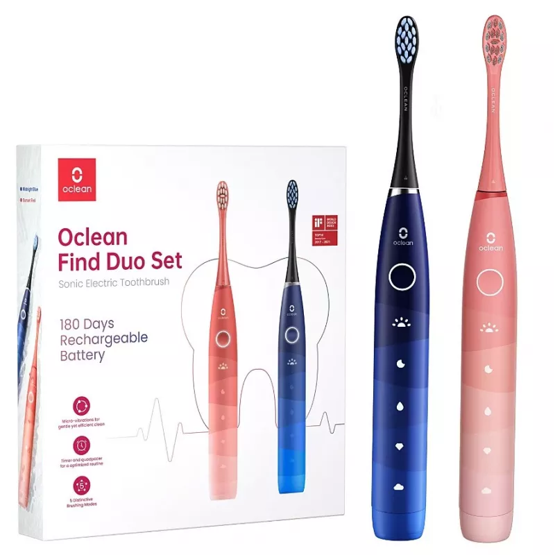 Cepillo de dientes sónico Oclean Flow Find Duo Set Adultos Azul Rosa OCLEAN
