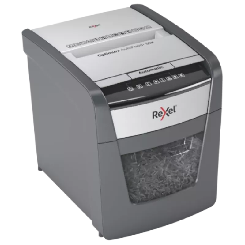 Rexel Optimum AutoFeed+ 50X Destructora de documentos con alimentación automática, Corte en partículas, P4
