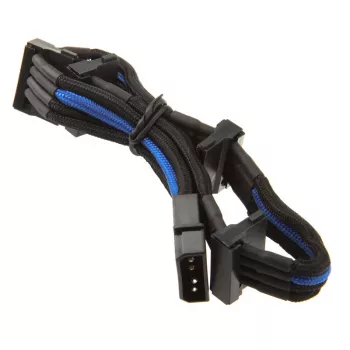 Cable SilverStone de Molex de 4 pines a 4x SATA, 300 mm - negro/azul