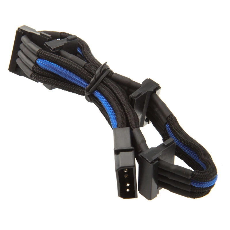 Cable SilverStone de Molex de 4 pines a 4x SATA, 300 mm - negro/azul