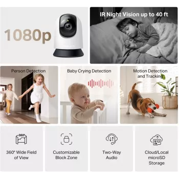TP-LINK Mercusys MC200 Cámara de seguridad Wi-Fi doméstica con movimiento Pan/Tilt