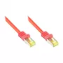 Cable de parcheo RJ45 con cable Cat.7 y protección de palanca de retención (RNS®), S/FTP, PiMF, libre de halógenos, 600 MHz, OFC, rojo, 0,25 m, Good Connections® (8070R-003R)