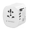 Adaptador de viaje GEMBIRD TPA-EU2A1C15-01-W – 15W, conector Type-E, 2× USB-A + 1× USB-C, 100–250V