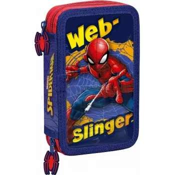 Estuche escolar Kids Euroswan 2 cremalleras con accesorios Spiderman rojo-azul